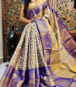 Ethnic motifs woven design zari kanjeevaram saree