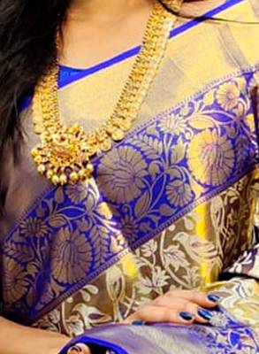 Ethnic motifs woven design zari kanjeevaram saree 3