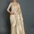 Cream & gold toned floral silk blend banarasi sarees