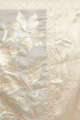 cream and gold floral silk blend banarasi saree