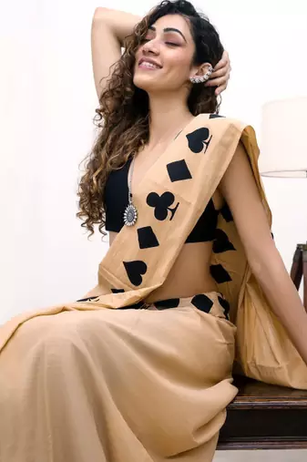 Printed border pure cotton saree