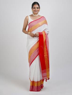 Pure cotton saree with woven design border 1