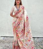 Ethnic motifs woven design kanjeevaram saree