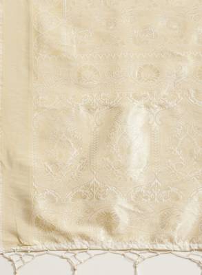 Cream-coloured & gold-toned ethnic motifs zari silk blend kanjeevaram saree 3