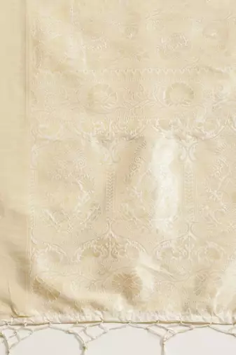 cream zari silk blend kanjevaram saree ethnic motifs