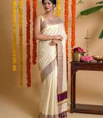Solid zari tissue kasavu saree