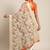 Beige & orange printed saree