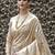 Cream-coloured & gold-toned floral woven design zari banarasi saree