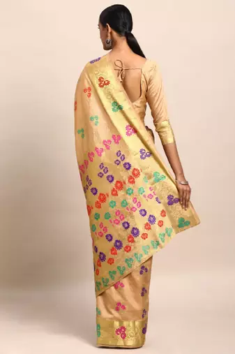 beige pink woven design art silk dharmavaram saree