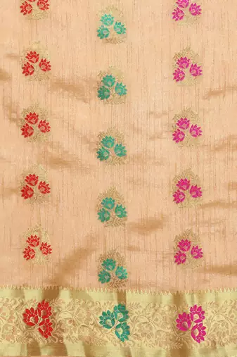beige pink woven design art silk dharmavaram saree