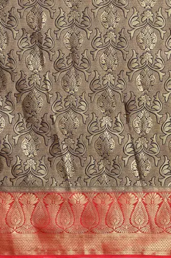 gold-toned orange woven design art silk kanjeevaram saree