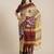 Cream-coloured & burgundy ethnic motifs silk cotton saree