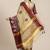 Cream-coloured & burgundy ethnic motifs silk cotton saree