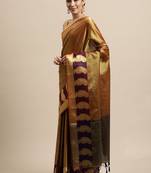Gold-toned & red ethnic motifs art silk kanjeevaram saree