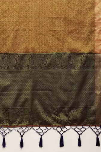 gold-toned ethnic motifs art silk kanjeevaram saree