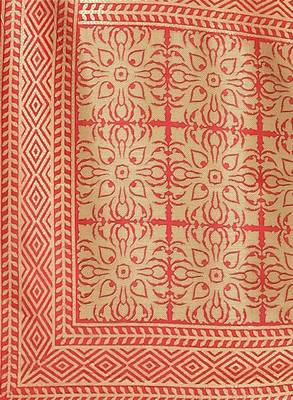 Off white & orange floral silk blend ethnic printed banarasi saree 4