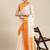 White & orange checked zari silk cotton saree