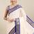 White & blue checked zari silk cotton saree
