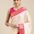 White & pink checked zari silk cotton saree