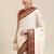 White & maroon checked zari silk cotton saree