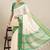White & green checked zari silk cotton saree