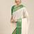 White & green checked zari silk cotton saree