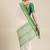 White & green checked zari silk cotton saree