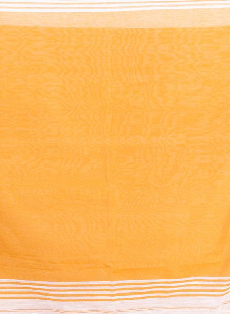 White & orange pure cotton jamdani saree