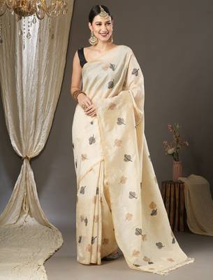 Floral silk blend banarasi saree 1