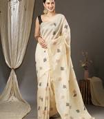 Floral silk blend banarasi saree
