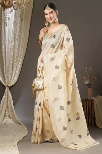 Floral silk blend banarasi saree