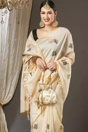 Floral silk blend banarasi saree