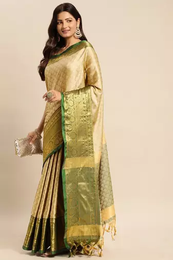 Woven design zari silk cotton banarasi saree