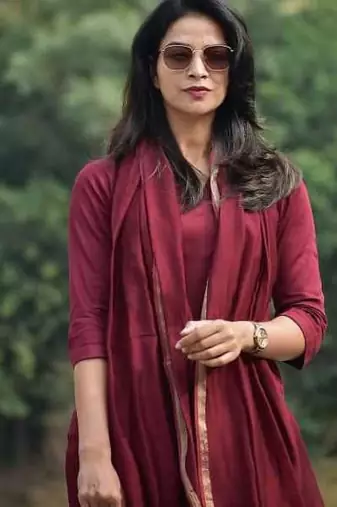 Maroon Color Indian Solid Straight Salwar Kameez Kurti Pant Set for Women