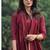 Maroon Color Indian Solid Straight Salwar Kameez Kurti Pant Set for Women