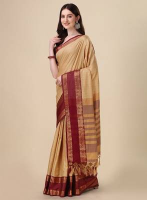 checked zari mysore silk saree 2