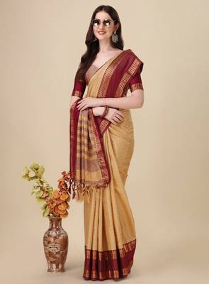 checked zari mysore silk saree 4