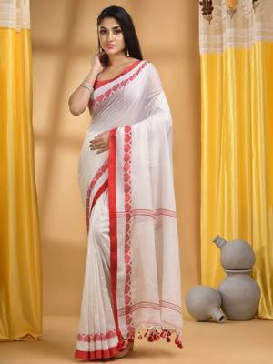 Cotton woven heart design taant saree 1
