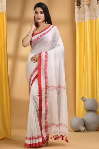 Cotton woven heart design taant saree