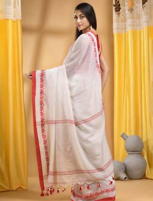 Cotton woven heart design taant saree 3