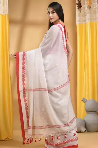 Cotton woven heart design taant saree