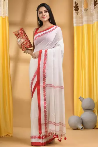 Cotton woven heart design taant saree