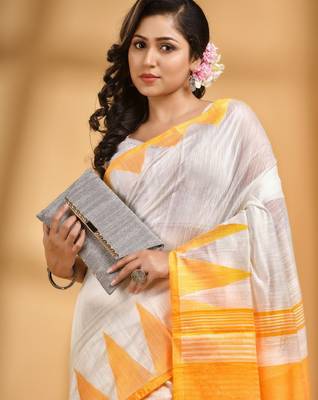 Woven design pure cotton traditional taant saree 1
