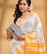 Woven design pure cotton traditional taant saree