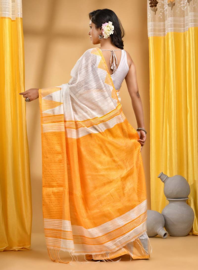 Woven design pure cotton traditional taant saree