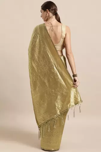 Ethnic motifs woven design zari silk blend banarasi saree