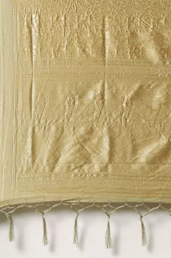 Ethnic motifs woven design zari silk blend banarasi saree