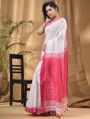 Woven design zari traditional taant saree 2