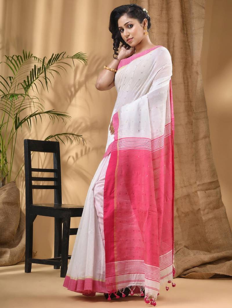 Woven design zari traditional taant saree