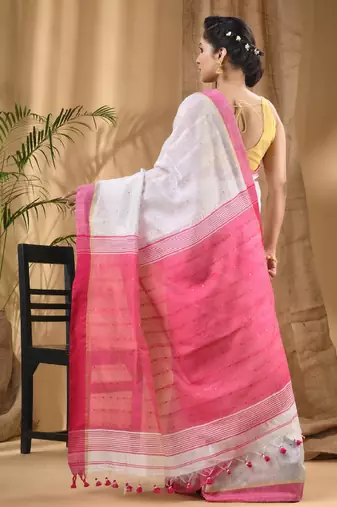 Woven design zari traditional taant saree